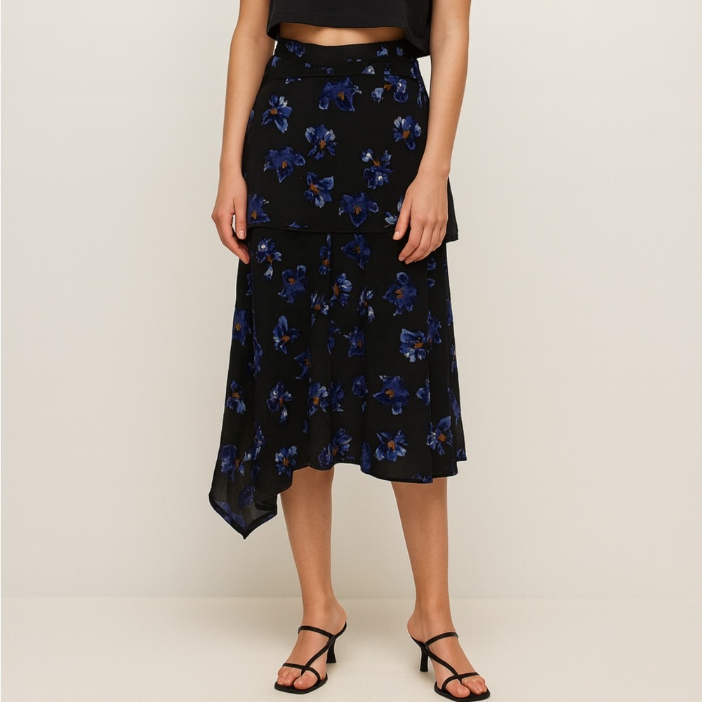 ! New! Proenza Schouler Black and Blue Asymmetrical Skirt 6
